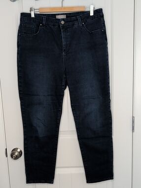 Chico's Dark Denim Jeans Size 2 (L/12) Ankle Fabulously Slimming By Chico's
